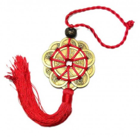 Feng Shui Γούρι σε Λωτό με 12 Κινέζικα Νομίσματα