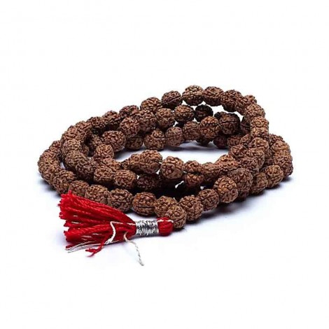 Mala Rudraksha με Καρπούς 1cm και Κόκκινη Φούντα 