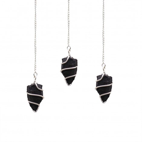 Εκκρεμές Ακατέργαστου Μαύρου Αχάτη – Black Agate