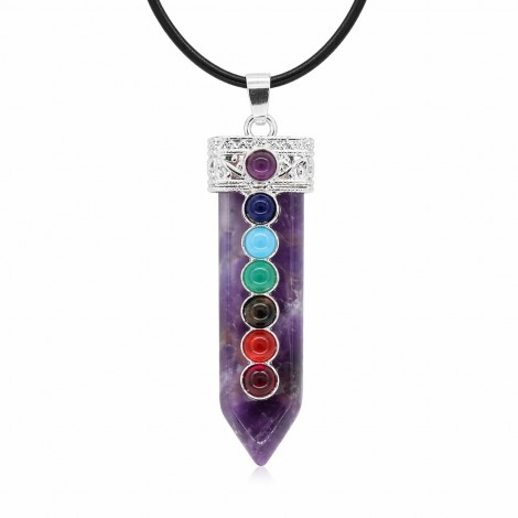 Κολιέ με Αμέθυστο Επτά Τσάκρα – 7 Chakra Amethyst