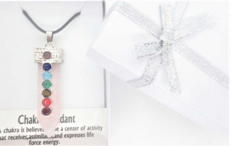 Κολιέ Ροζ Χαλαζίας Επτά Τσάκρα – 7 Chakra Rose Quartz