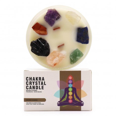 Κερί Εναρμόνισης με 7 Λίθους Τσάκρα – 7 Chakra Crystal Candle