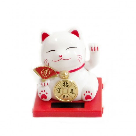 Γάτα Καλωσορίσματος Maneki Neko με Νόμισμα Feng Shui