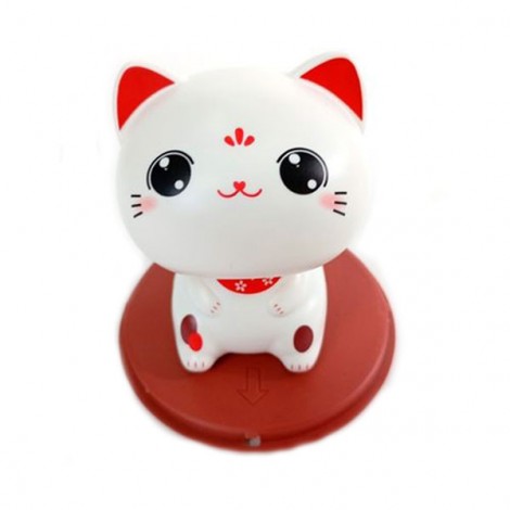 Τυχερή Γάτα Maneki Neko με Κεφαλάκι που Κουνιέται – Λευκή