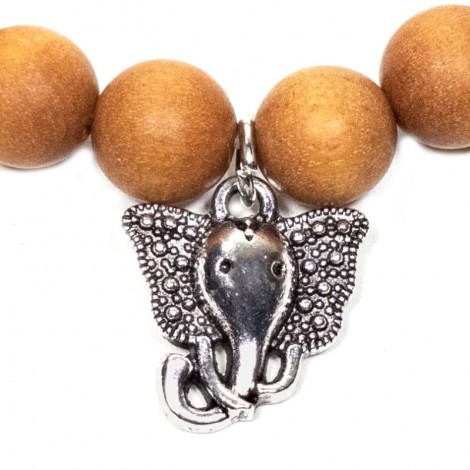 Μάλα Βραχιόλι Σανταλόξυλο - Sandalwood & Ganesh 8mm