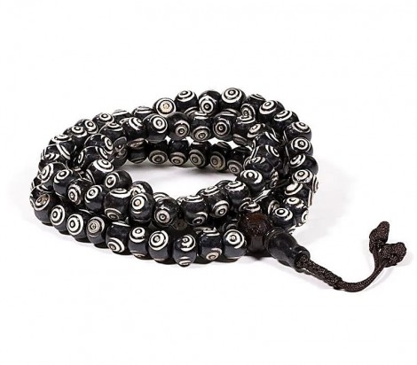 Mala Οστό Μαύρο - Άσπρο, 108 Χάντρες + Guru Bead