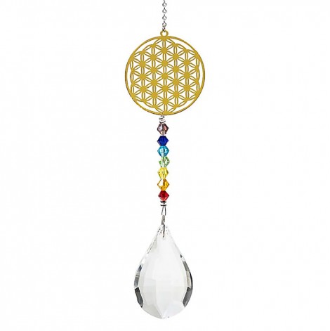 Κρυστάλλινο Κρεμαστό Flower of Life & Τσάκρα 29cm