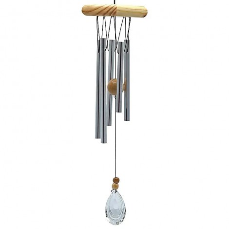 Wind Chime Μελωδός με 5 Σωλήνες & Κρυστάλλινο Κρεμαστό 48cm