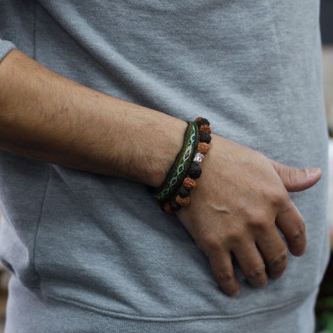 Βραχιόλι Rudraksha με Χάντρα Buddha – Mix 9mm