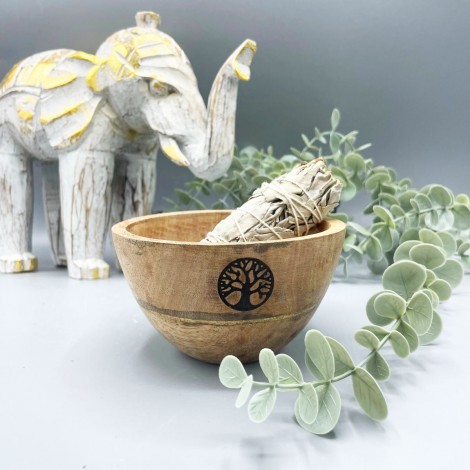 Wooden Smudge Bowl Tree of Life - Ξύλινο Μπολ Καύσης για Βότανα 12x7cm