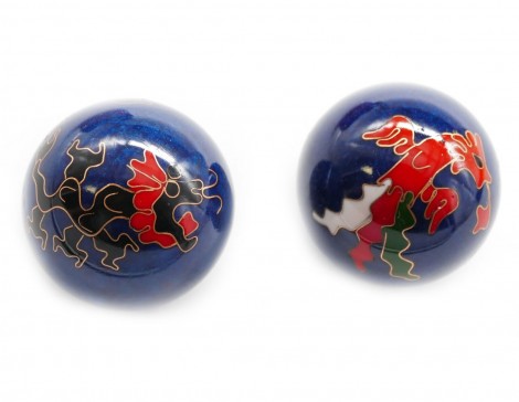 Κινέζικες Μπάλες Διαλογισμού Baoding με Δράκο – Μπλε 3.5cm