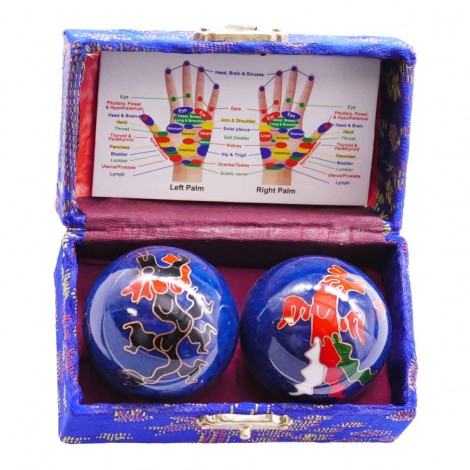 Κινέζικες Μπάλες Διαλογισμού Baoding με Δράκο – Μπλε 3.5cm