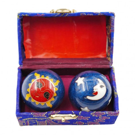 Μεταλλικές Μπάλες Αντιστρές για Υγεία Ήλιος & Σελήνη – Μπλε 3.5cm