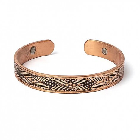 Χάλκινο Μαγνητικό Βραχιόλι Γεωμετρικές Γραμμές – 2 Μαγνήτες