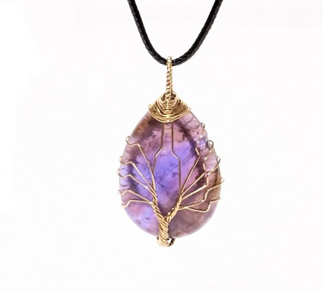 Μενταγιόν Αμέθυστος ‘’Δέντρο της Ζωής’’ 4cm