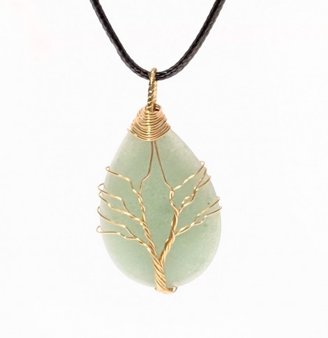 Μενταγιόν Πράσινη Αβεντουρίνη ‘’Δέντρο της Ζωής’’ 4cm