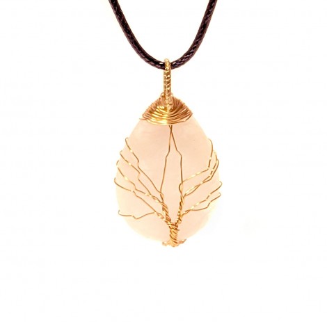 Μενταγιόν Ροζ Χαλαζίας ‘’Δέντρο της Ζωής’’ 4cm