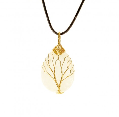 Μενταγιόν Λευκός Χαλαζίας ‘’Δέντρο της Ζωής’’ 4cm