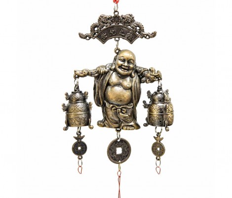 Κρεμαστό Γούρι με Γελαστό Βούδα & Δοχεία Πλούτου