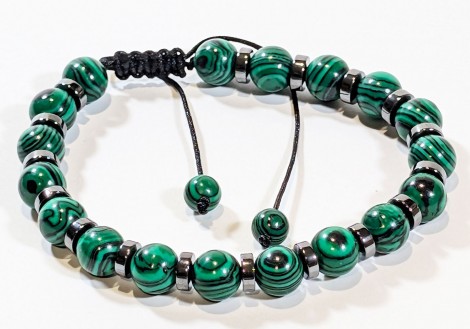 Βραχιόλι Μαλαχίτη & Αιματίτη – Τύχη Προστασία και Δύναμη 8mm