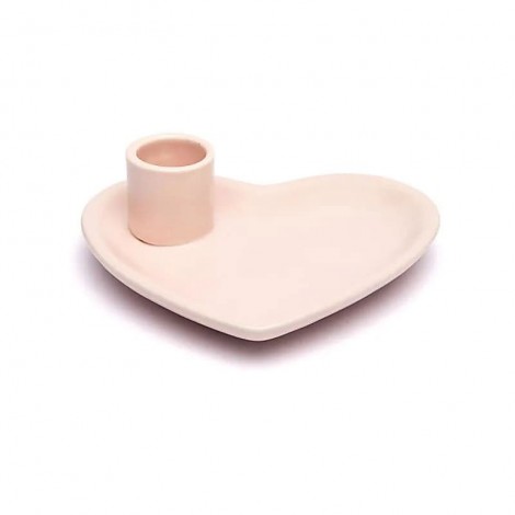 Κεραμικό Πιατάκι Καύσης Palo Santo Καρδιά Ροζ 12cm