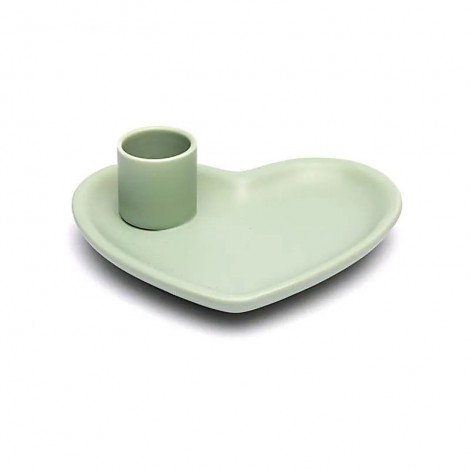 Κεραμική Βάση Καύσης για Palo Santo & Smudging – Καρδιά Πράσινη 12cm