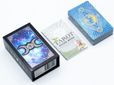 Moon Face Κάρτες Ταρώ με Μπλε Foil και Βιβλίο Οδηγιών