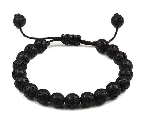 Ανδρικό Βραχιόλι από Ηφαιστειακή Λάβα Μακραμέ (8mm)