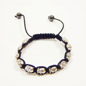Βραχιόλι Tύπου Shamballa με Ασημί Κρανία