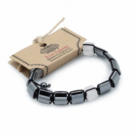 Βραχιόλι Shamballa από Μαγνητικό Αιματίτη & Ροζ Χαλαζία