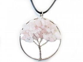 Κολιέ Δέντρο της Ζωής με Ροζ Χαλαζία – Tree of Life Rose Quartz