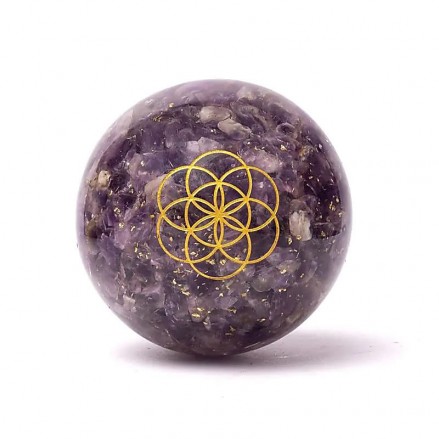 Οργονίτης Σφαίρα με Αμέθυστο & Seed of Life 7cm