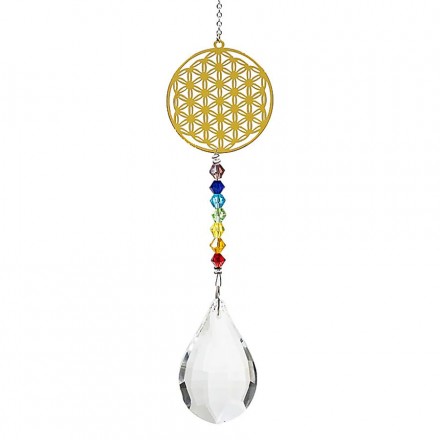 Κρυστάλλινο Κρεμαστό Flower of Life & Τσάκρα 29cm