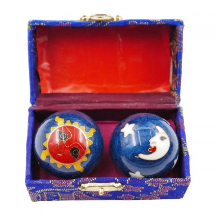 Μεταλλικές Μπάλες Αντιστρές για Υγεία Ήλιος & Σελήνη – Μπλε 3.5cm