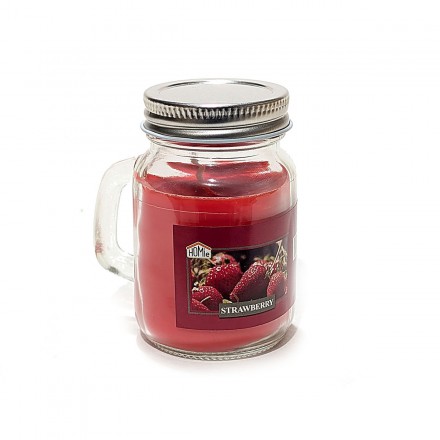 Κερί Αρωματικό Φράουλα – Γυάλινο Ποτήρι με Καπάκι 8,5x6cm (90g net)