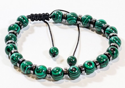 Βραχιόλι Μαλαχίτη & Αιματίτη – Τύχη Προστασία και Δύναμη 8mm