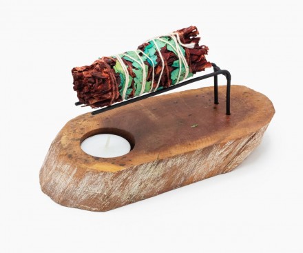 Ξύλινη Βάση Καύσης για Smudge Stick & Palo Santo με Θέση Ρεσώ 22cm